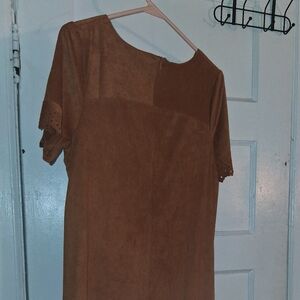 Brown Short Sleeve Mini Dress